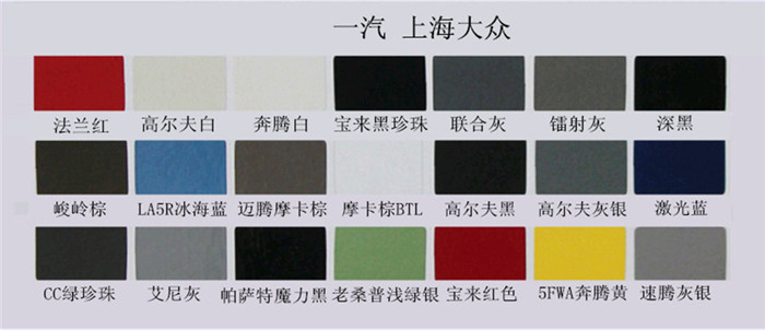 上海大眾色卡展示